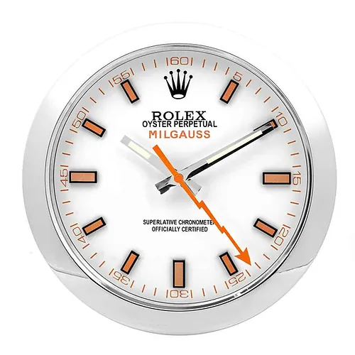 Rolex Milgauss Silver & White Wall Clock - QualitySwissReplica