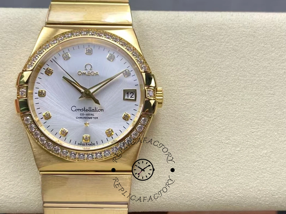 Omega Constellation Silver Diamond Dial 123.55.38.21.52.002 38mm Replica - QualitySwissReplica