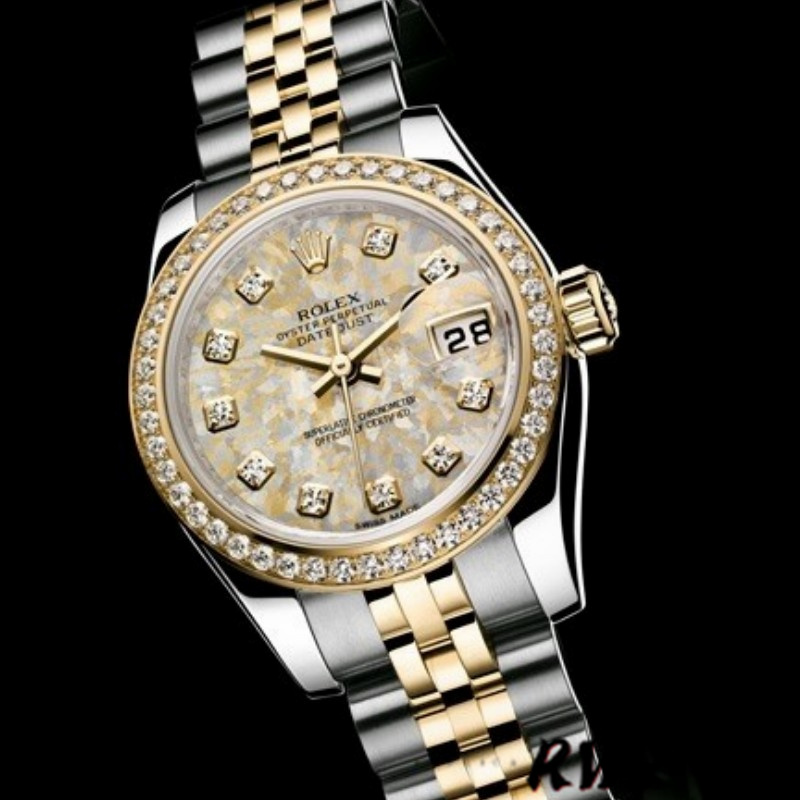 Rolex Datejust 179383 Jubilee Crystal Grey and Champagne Dial 26MM Lady Replica Watch - QualitySwissReplica