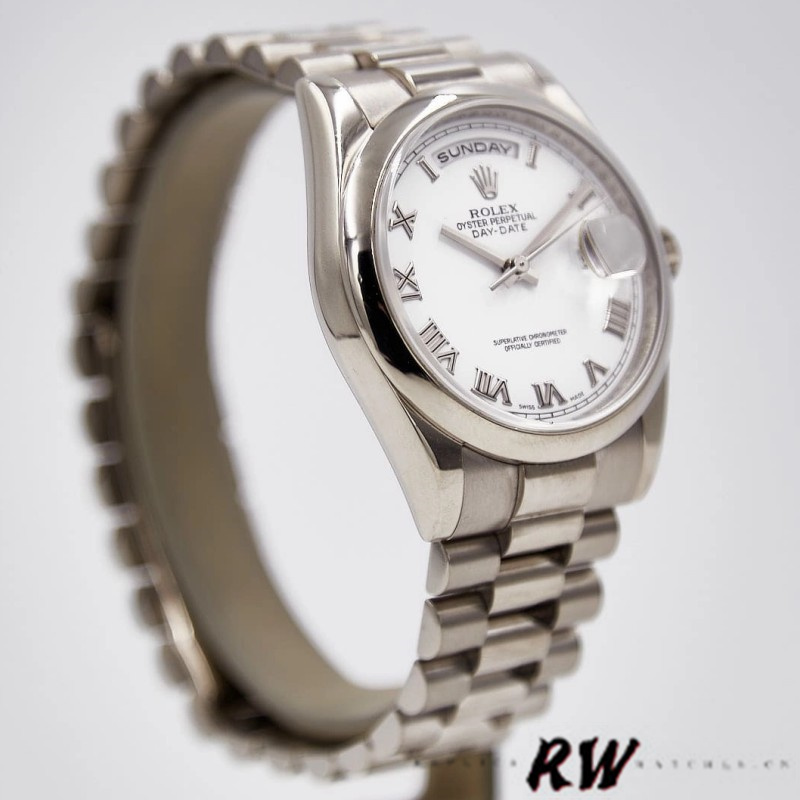 Rolex Day-Date 118209 White Gold White Dial 36mm Unisex Replica Watch - QualitySwissReplica