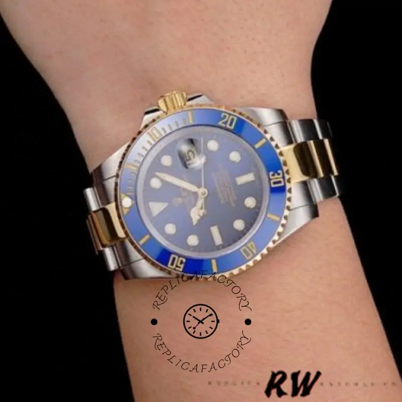 Rolex Submariner PR16233B Two Tone Blue Dial 41mm Mens Replica Watch - QualitySwissReplica