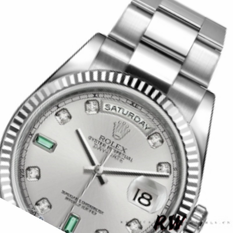 Rolex Day-Date 118239 Rhodium grey Dial white gold 36mm Unisex Replica Watch - QualitySwissReplica