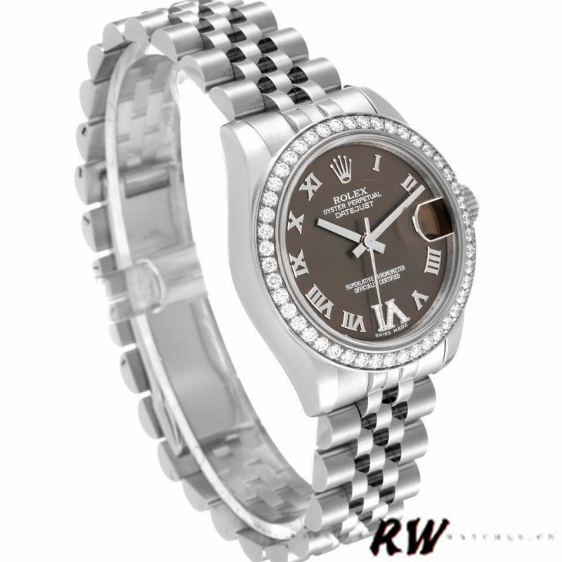 Rolex Datejust 178384 Stainless Steel Brown Diamonds Dial 31MM Lady Replica Watch - QualitySwissReplica