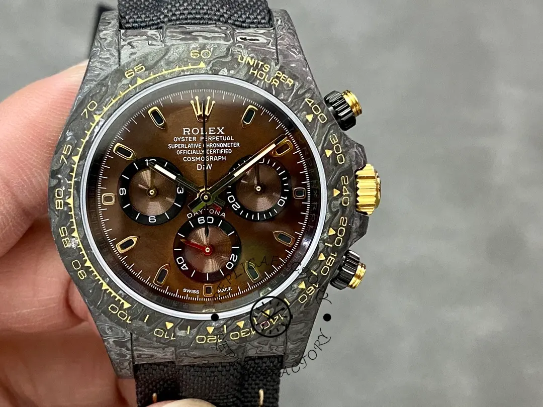 Rolex Daytona 40mm DIW Carbon Case Chocolate Dial Nylon Strap Mens Watch - QualitySwissReplica