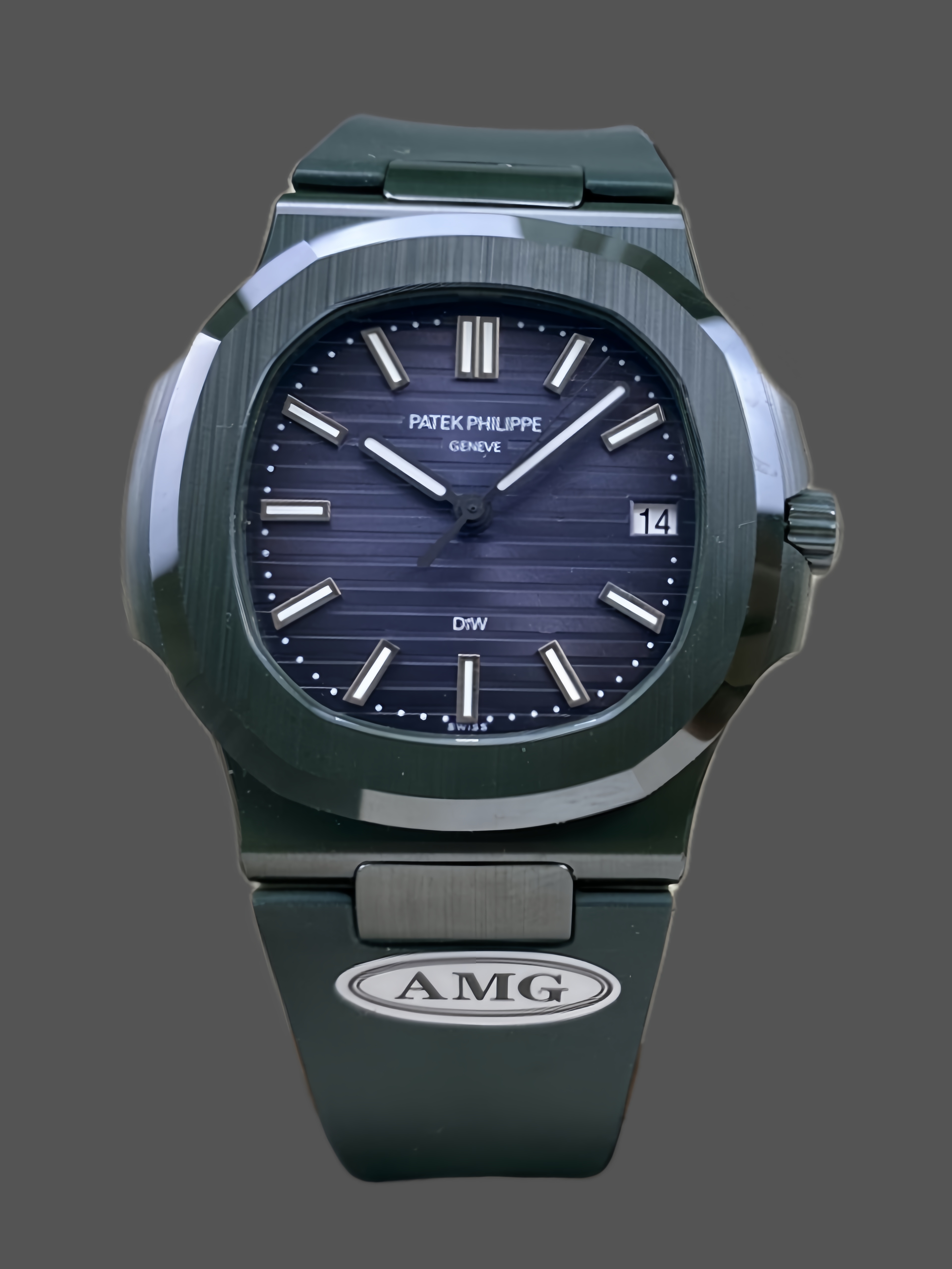 Patek Philippe Nautilus Green Rubber Blue Dial 5711 40MM Watch - QualitySwissReplica