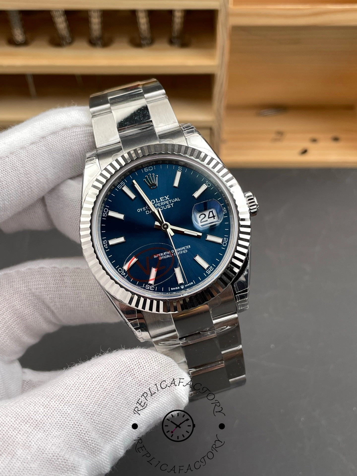 Rolex Datejust 126334 0001 Fluted Bezel Blue Dial 41MM Mens Replica Watch - QualitySwissReplica
