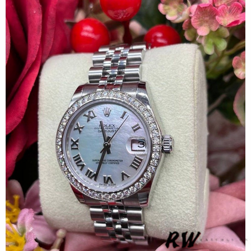 Rolex Datejust 178384 White Mother of Pearl Dial Diamonds 31MM Lady Replica Watch - QualitySwissReplica