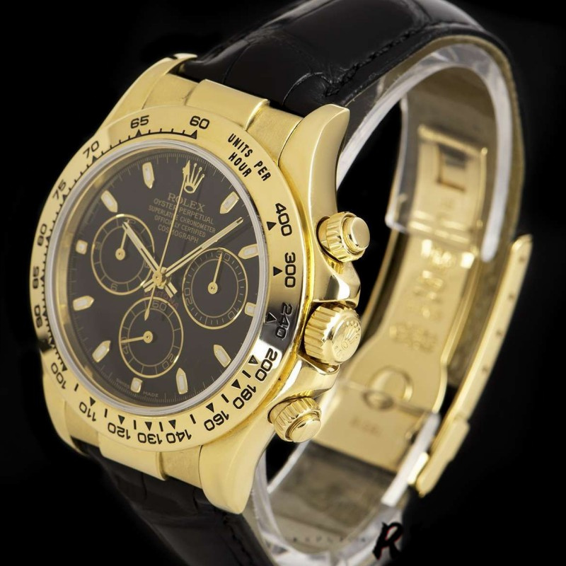 Rolex Cosmograph Daytona 116518 Black Leather Strap 40MM Mens Replica Watch - QualitySwissReplica