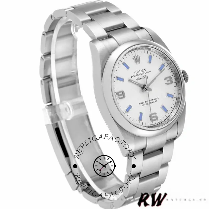 Rolex Oyster Perpetual Air-King 114200 Silver Dial 34mm Unisex Replica watch - QualitySwissReplica