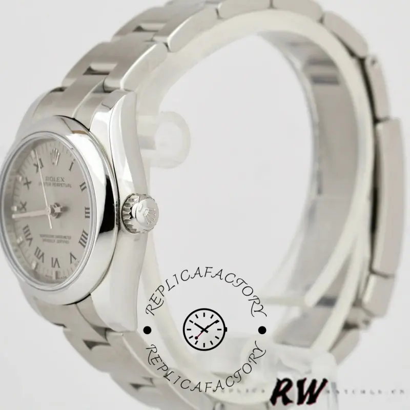 Rolex Oyster Perpetual 176200 Silver Roman Numeral Dial 26mm Lady Replica Watch - QualitySwissReplica