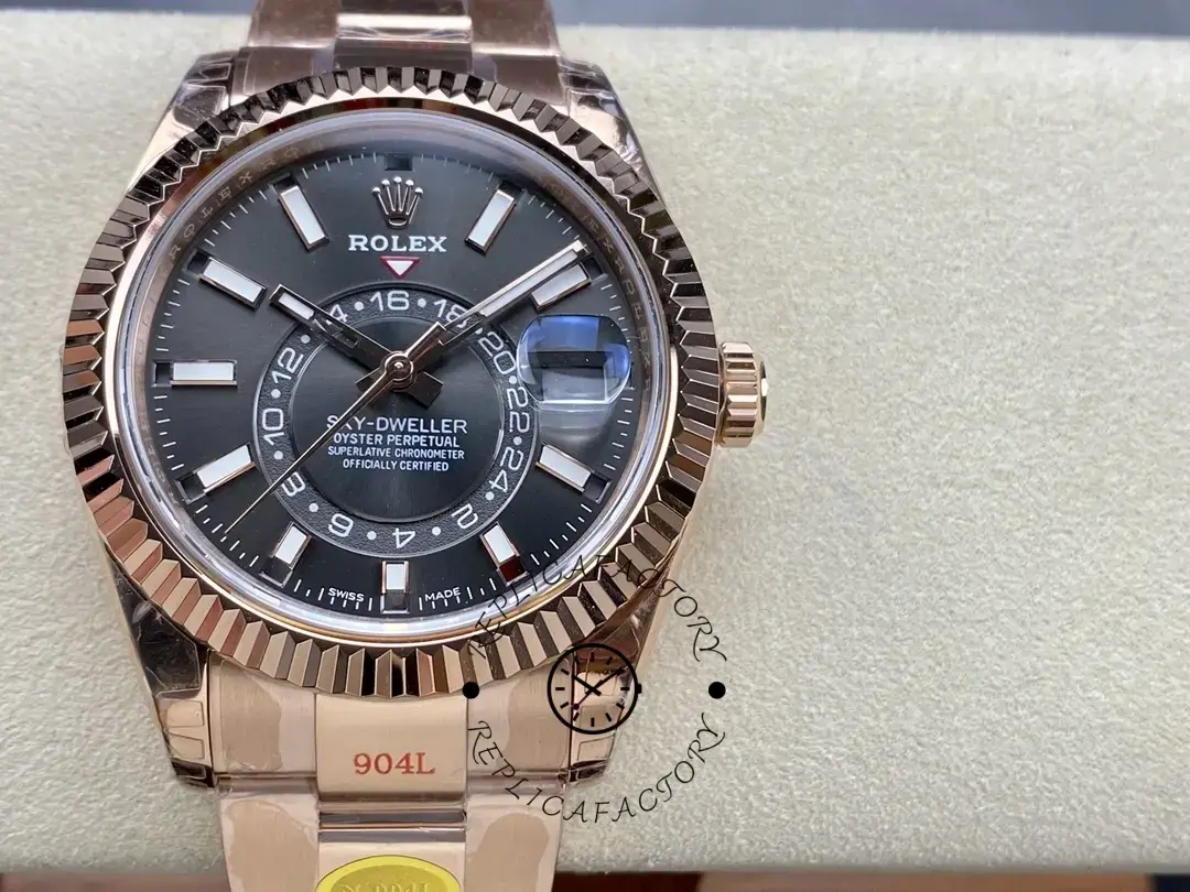Swiss Rolex Sky Dweller 42 Slate Dial Rose Gold m336935 0004 Men's Replica Watch - QualitySwissReplica
