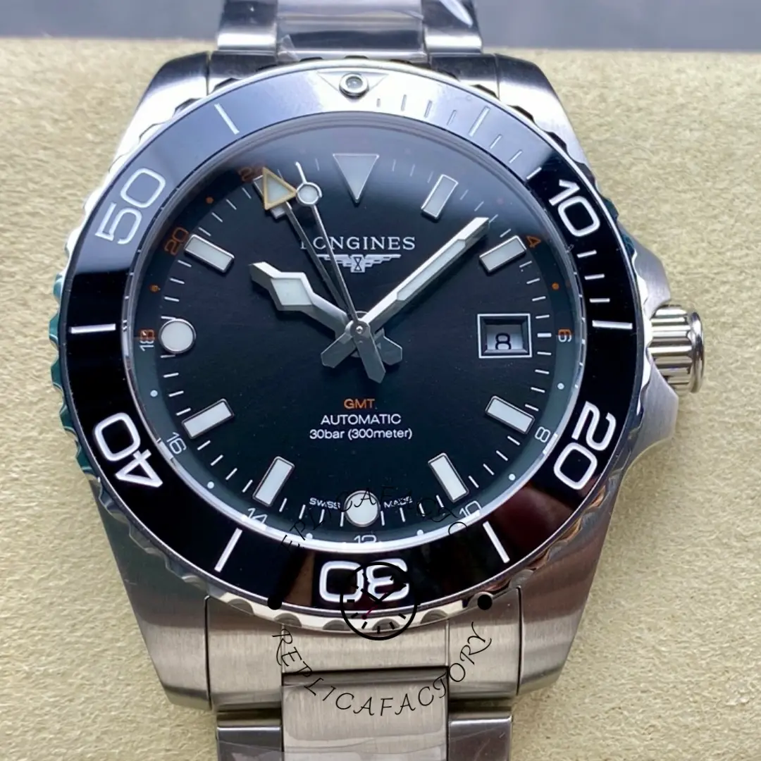 Longines HydroConquest GMT 41 Steel L3.790.4.56.6 Replica Ceramic Bezel - QualitySwissReplica