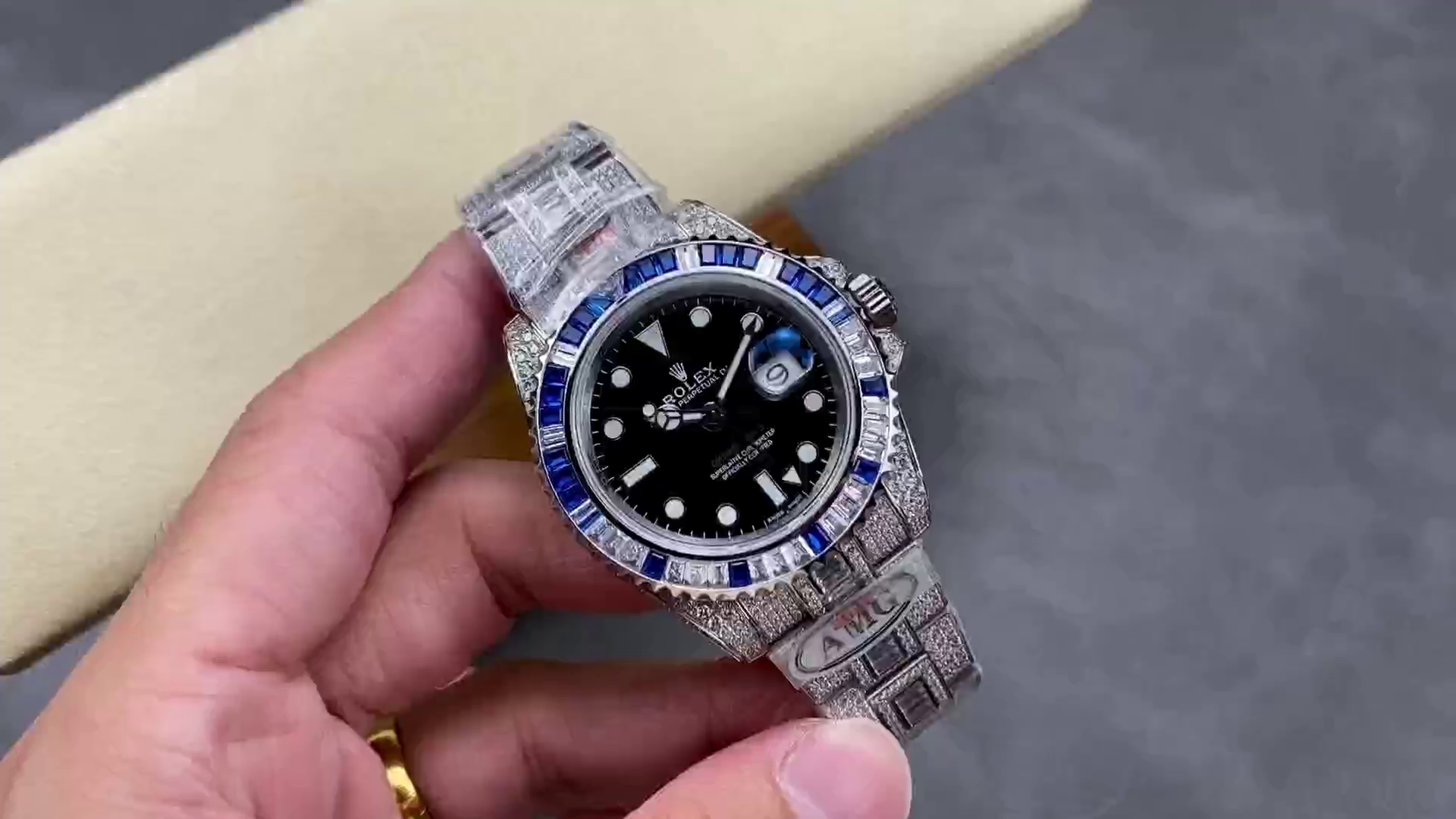 Rolex GMT Master AMG 126710BLRO 40mm With Dual Time Black Dial Diamond Watch - QualitySwissReplica