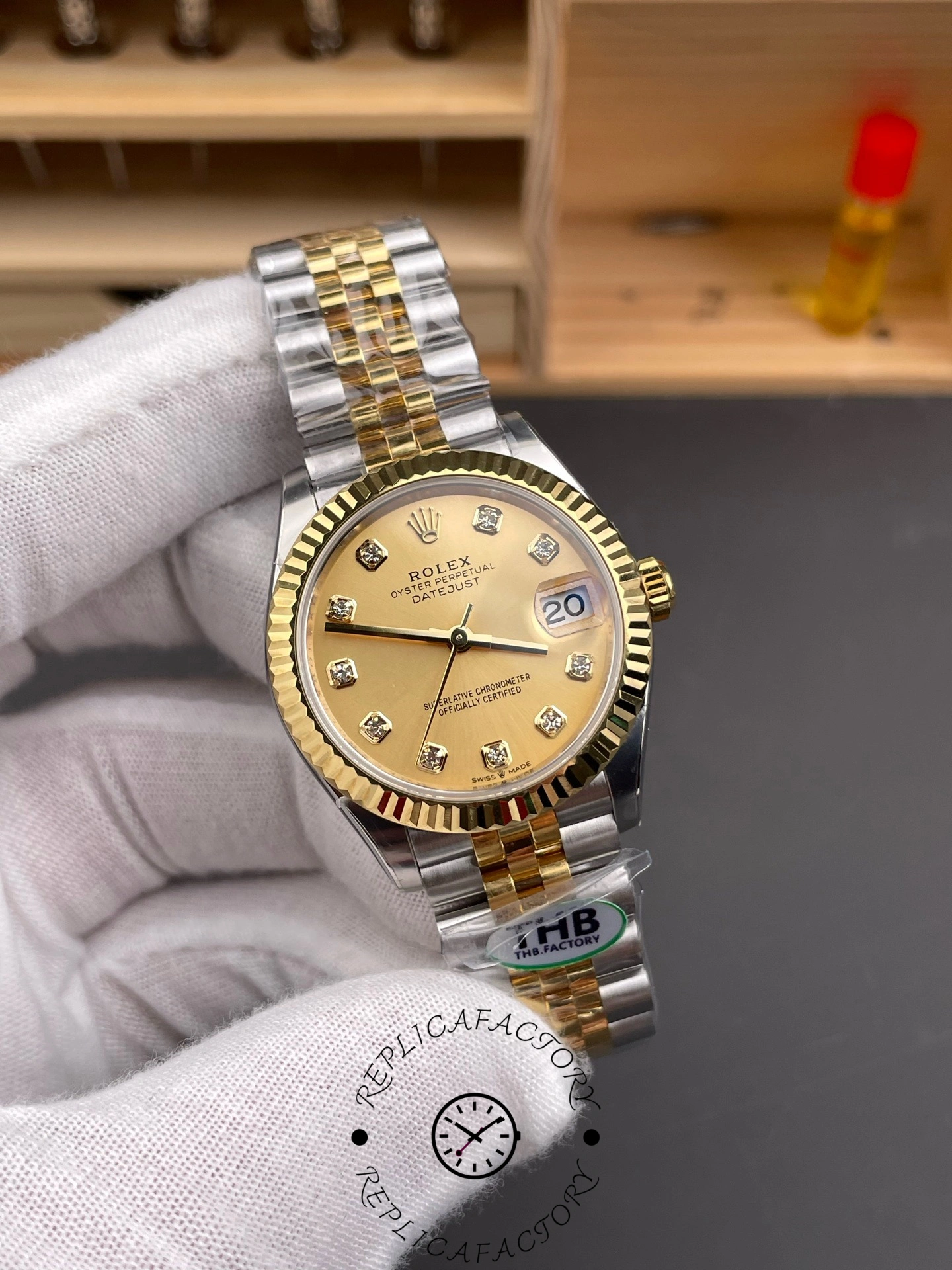 Rolex Datejust 31mm Stainless Steel and Yellow Gold 278273 0026 Champagne Diamond Jubilee - QualitySwissReplica