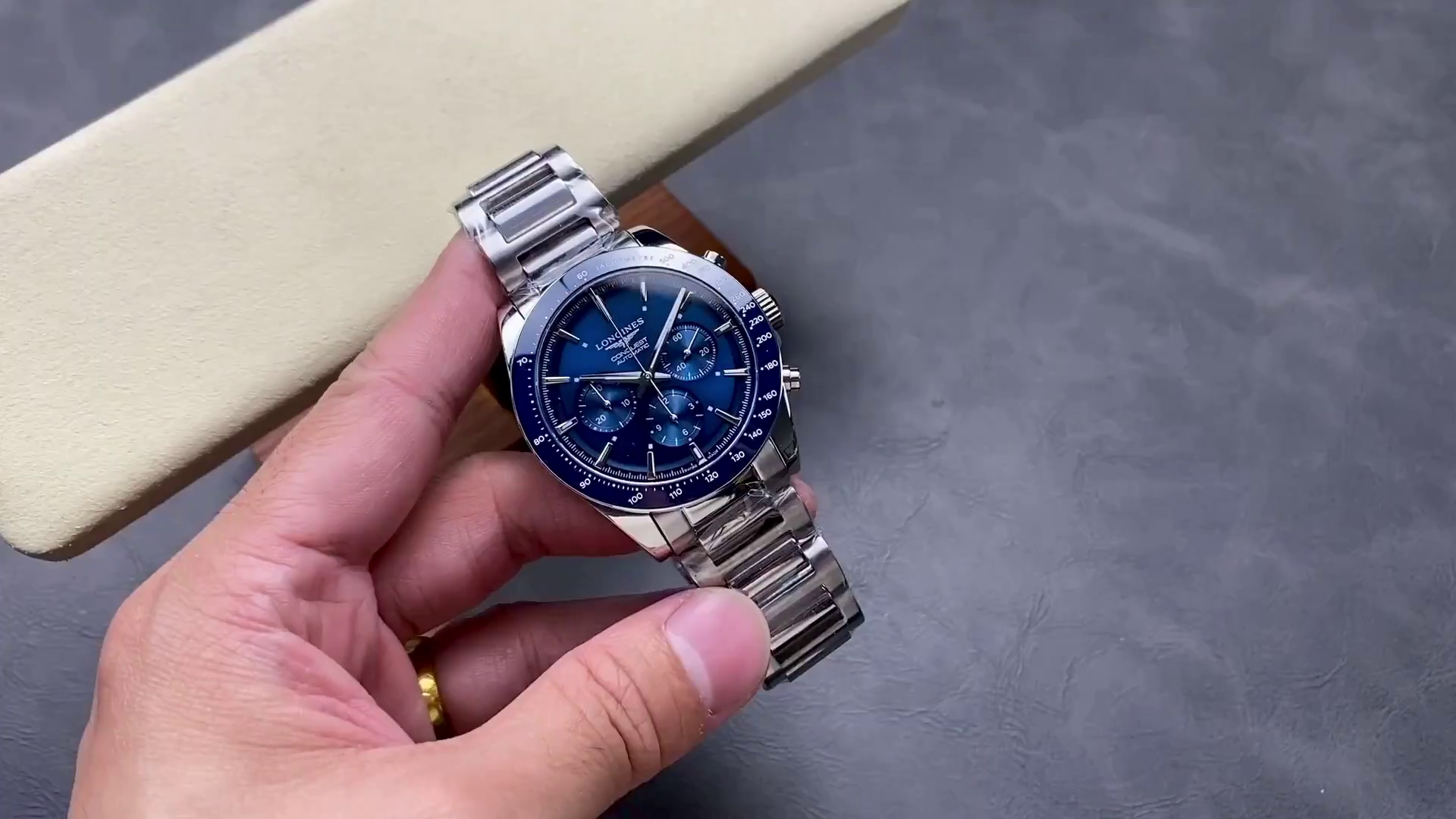 Replica Longines Conquest 42mm Chronograph L3.835.4.92.6 Blue Dial - QualitySwissReplica