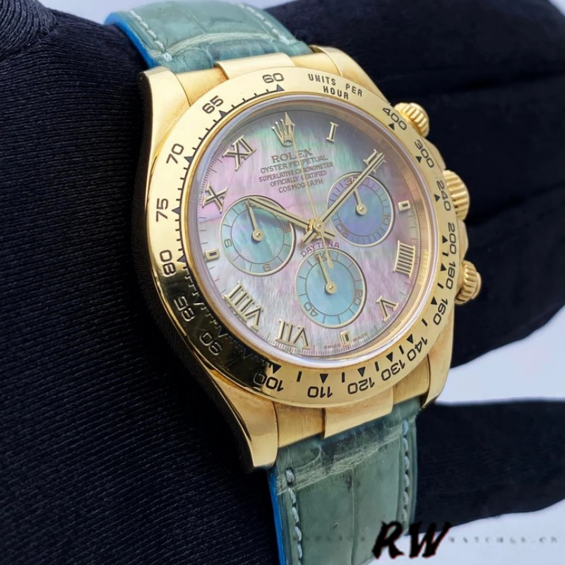Rolex Daytona 116518 Blue leather strap MOP Dial 40mm Mens Replica Watch - QualitySwissReplica