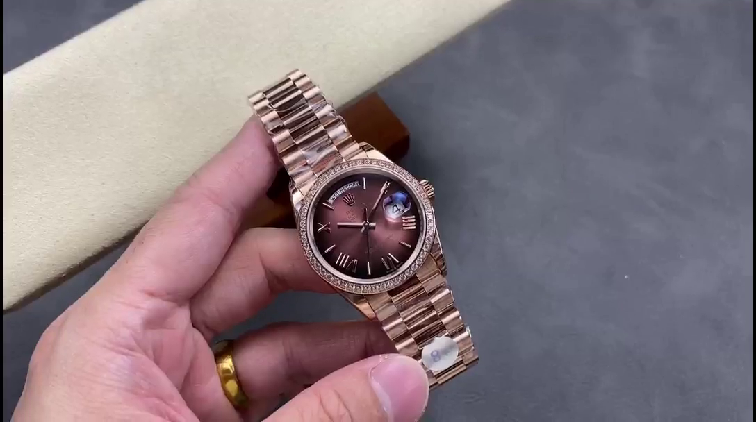 Rolex Day Date 36 Everose Gold Diamond Bezel m128345rbr 0075 - QualitySwissReplica