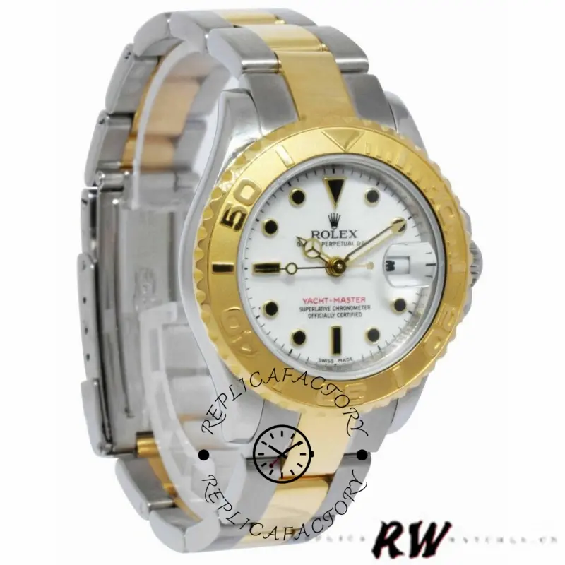 Rolex Yacht-Master 169623 Steel Yellow Gold White Dial 29MM Lady Replica Watch - QualitySwissReplica