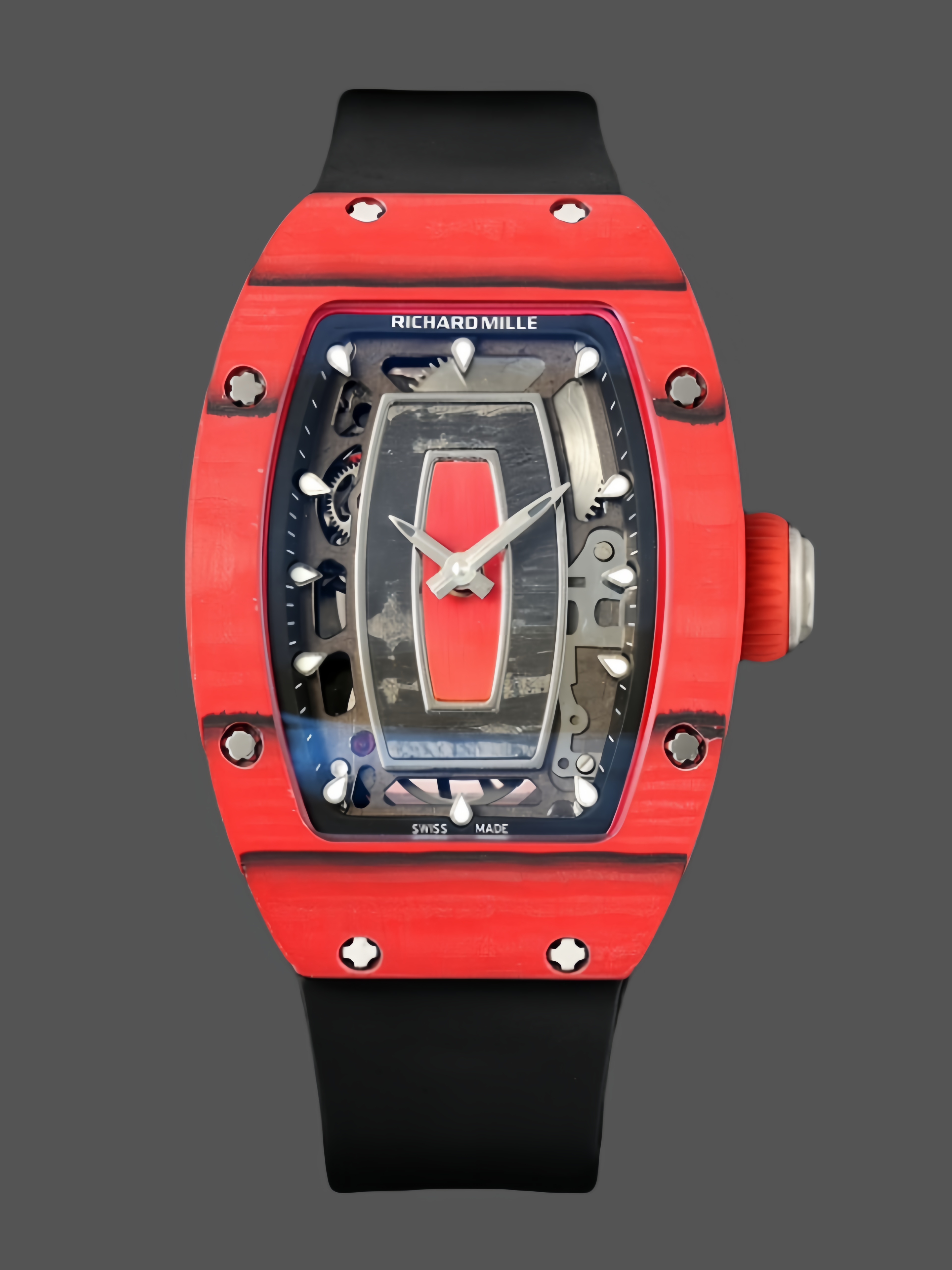 Richard Mille RM07-01 Racing Red Carbon Black Rubber Strap 46mm Ladies Watch - QualitySwissReplica