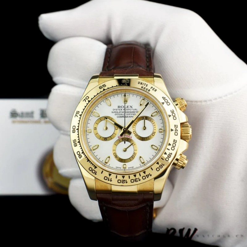 Rolex Daytona 116518 Yellow Gold Automatic White Dial 40mm Mens Replica Watch - QualitySwissReplica