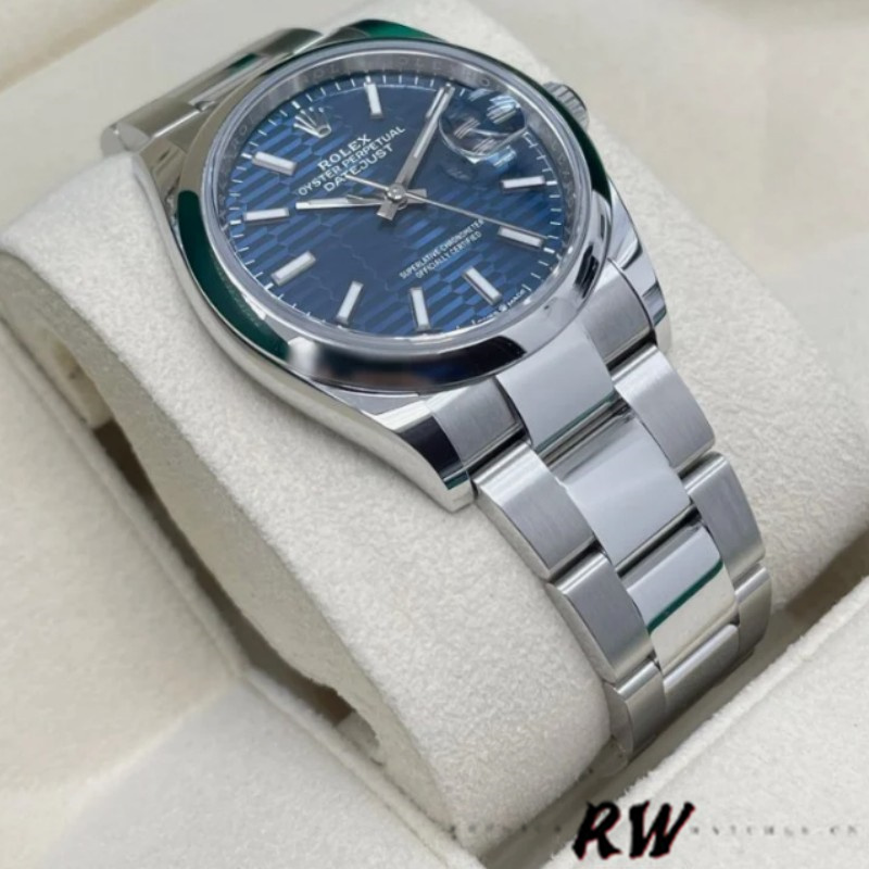 Rolex Datejust 126200 Blue Motif Wave Dial Stainless Steel 36MM Unisex Replica Watch - QualitySwissReplica