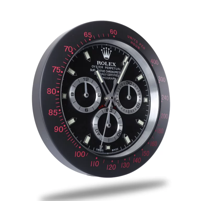Rolex Daytona Silver Mark Black Wall Clock - QualitySwissReplica