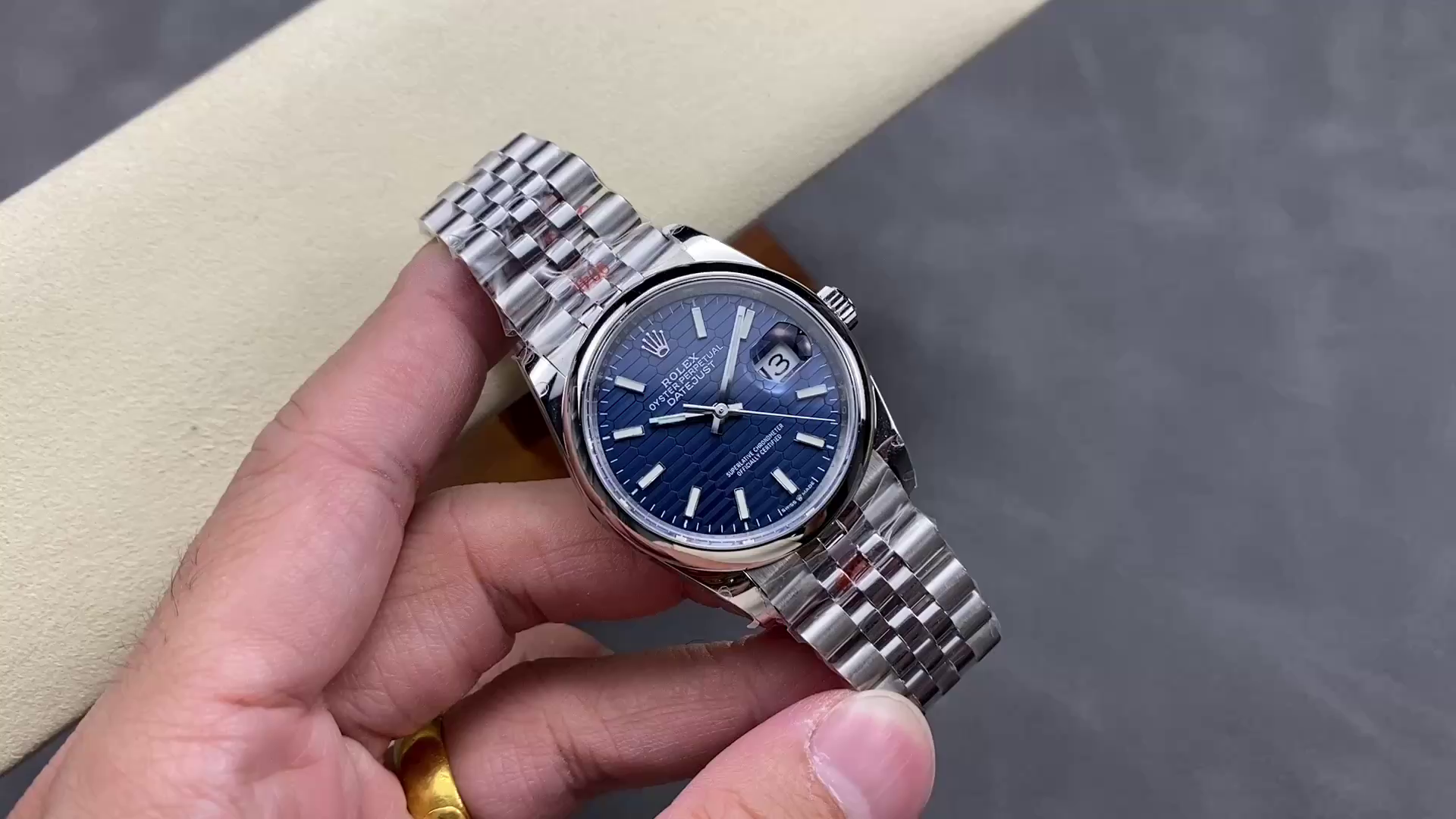 Rolex Datejust 126200 Stainless Steel Automatic Blue Motif Wave Dial 36MM Unisex Replica Watch - QualitySwissReplica