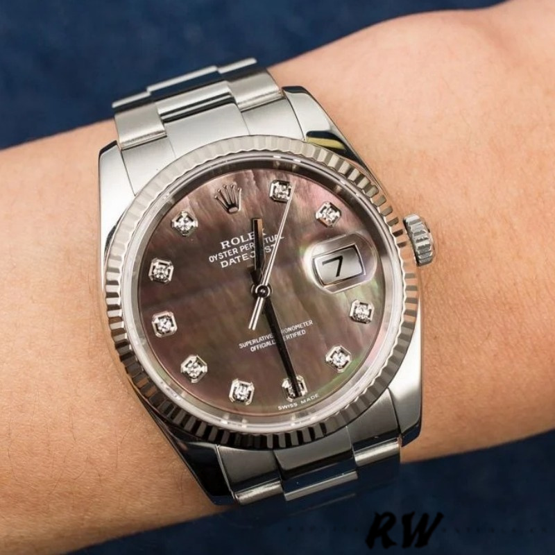 Rolex Datejust 116234 Black MOP Diamond Dial Automatic 36mm Unisex Replica Watch - QualitySwissReplica