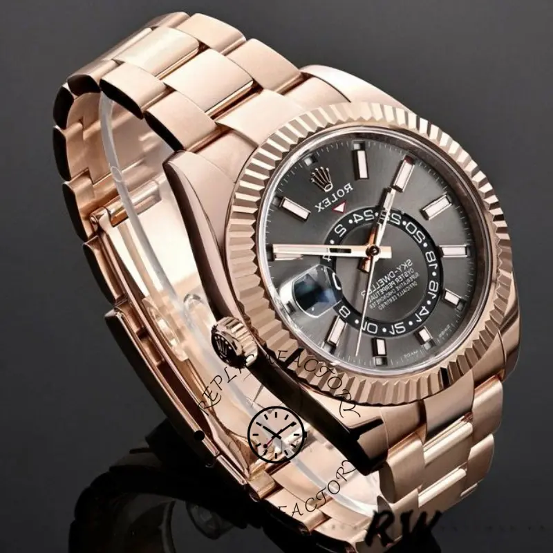 Rolex Sky-Dweller 326935 Everose Gold Dark Rhodium Stick Dial 42mm Mens Replica Watch - QualitySwissReplica
