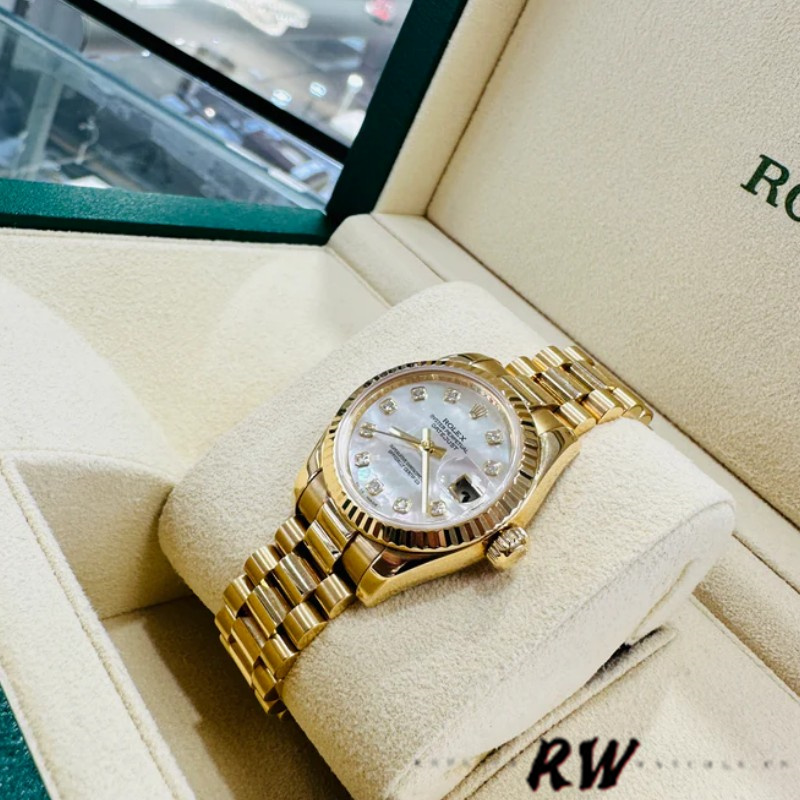 Rolex Datejust 179178 Mother of Pearl Diamonds Dial Yellow Gold 26MM Lady Replica Watch - QualitySwissReplica