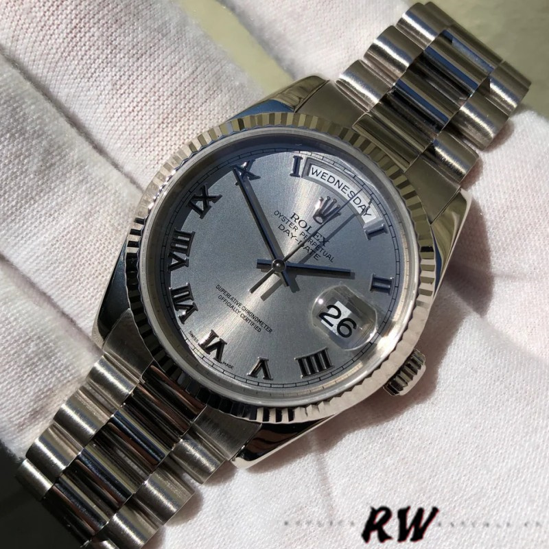 Rolex Day-Date 118239 Silver Roman Numeral 36mm Unisex Replica Watch - QualitySwissReplica