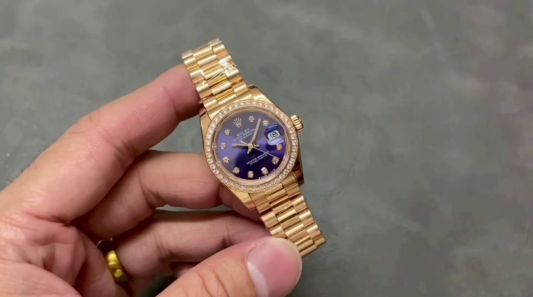 Rolex Datejust 28mm Everose Gold m279135rbr 0020 Aubergine Diamond President Women's Watch - QualitySwissReplica