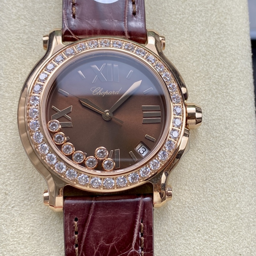 Chopard Happy Sport Diamond Bezel Brown Quartz 278475-3037 - QualitySwissReplica