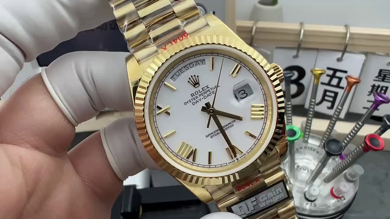 Rolex Day-Date 128238 Fluted Bezel White Roman Dial 36MM Replica Watch - QualitySwissReplica