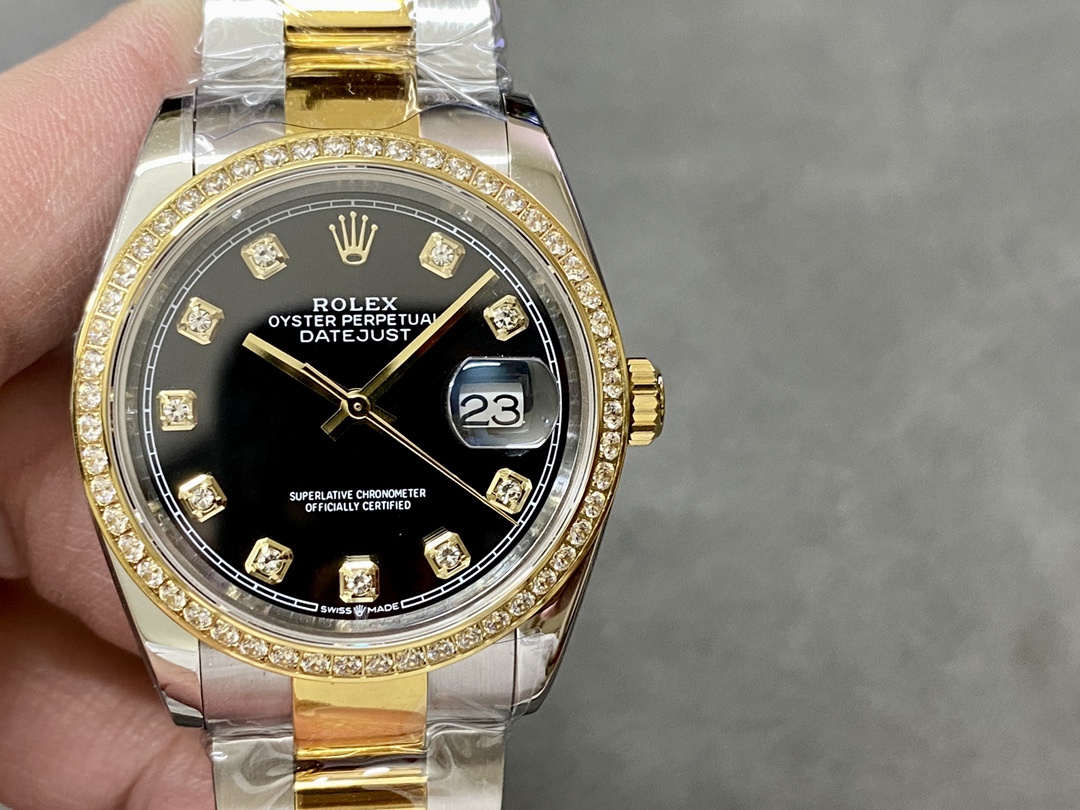 Rolex Datejust 36 Yellow Gold Black Dial m126283rbr 0008 - QualitySwissReplica