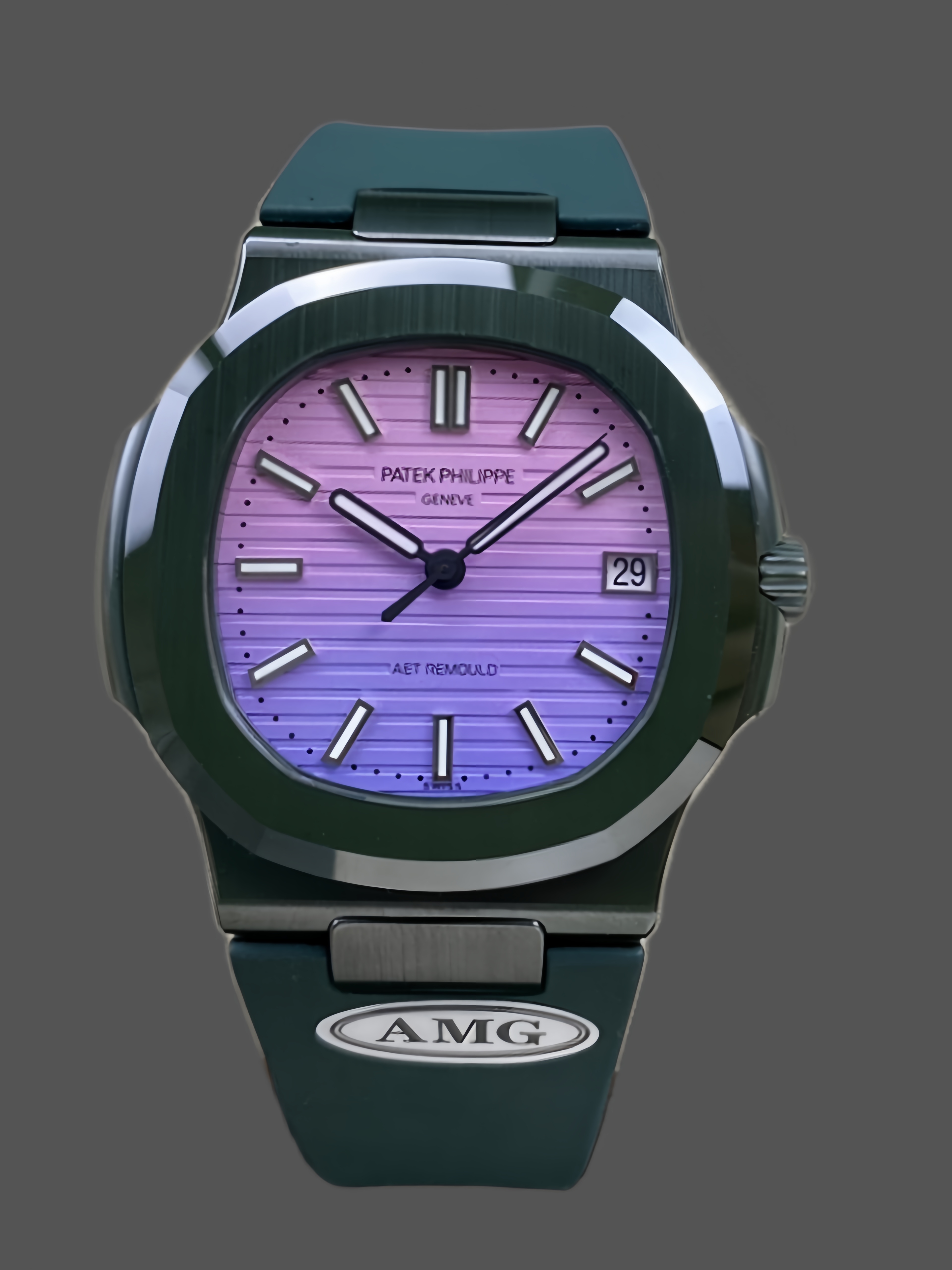 Patek Philippe Nautilus Green Rubber Purple Dial 5711 40MM Watch - QualitySwissReplica