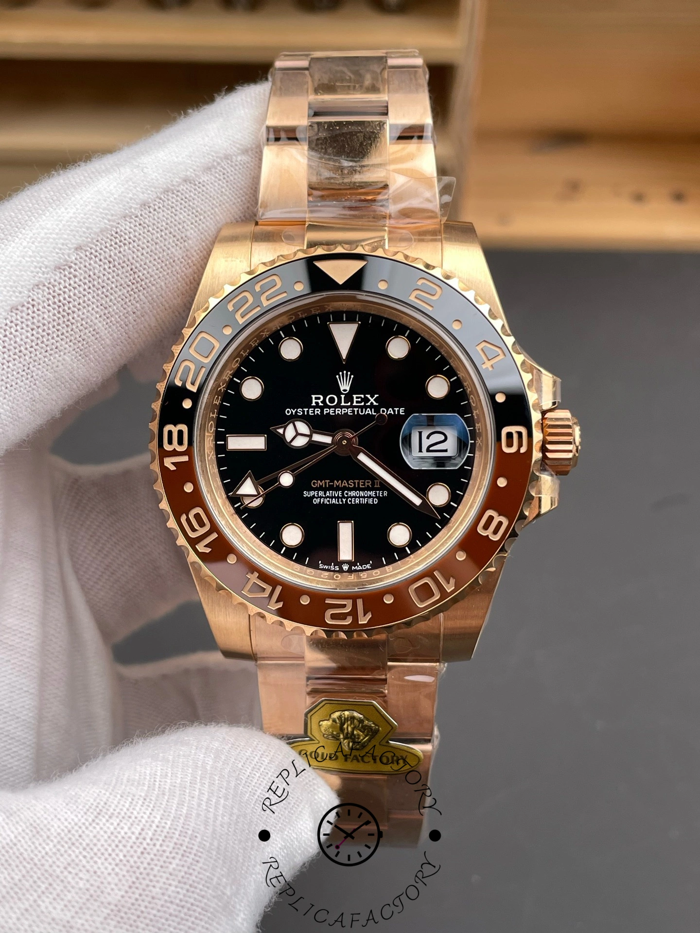 Rolex GMT-Master II 126715CHNR Black Dial Everose case 40MM Mens Replica Watch - QualitySwissReplica