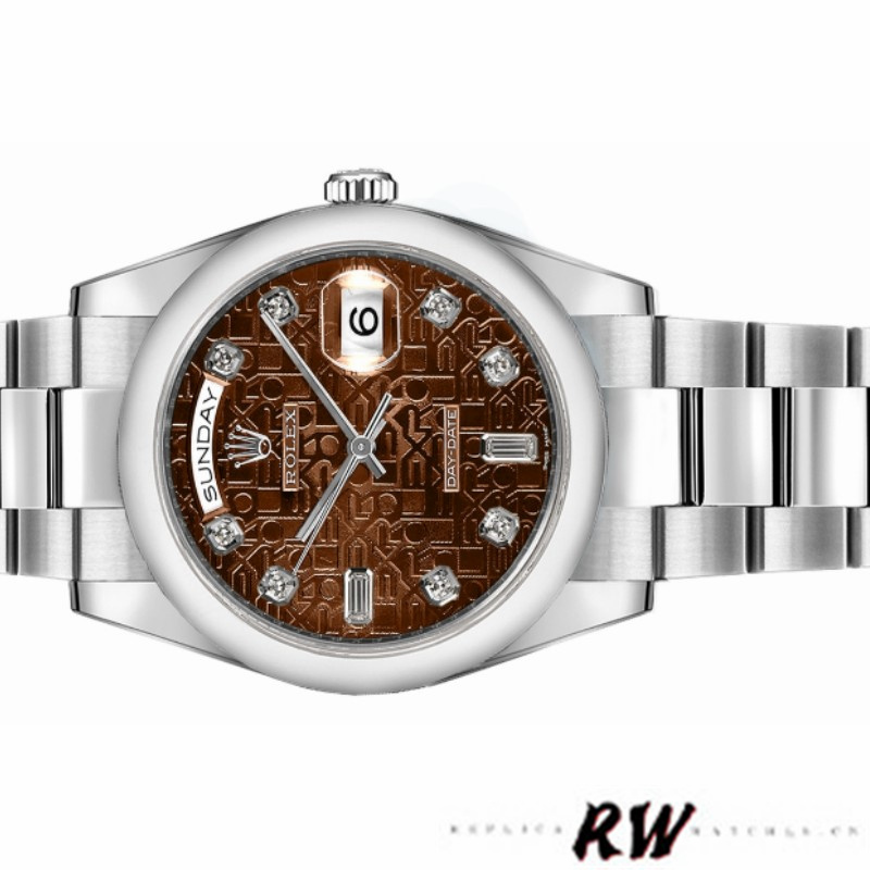 Rolex Day-Date 118209 Jubilee Chocolate Brown Diamonds Dial 36mm Unisex Replica Watch - QualitySwissReplica