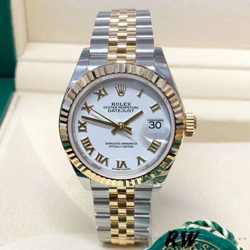 Rolex Datejust 279173 White Roman Numeral Dial Fluted Bezel 28mm Lady Replica Watch - QualitySwissReplica
