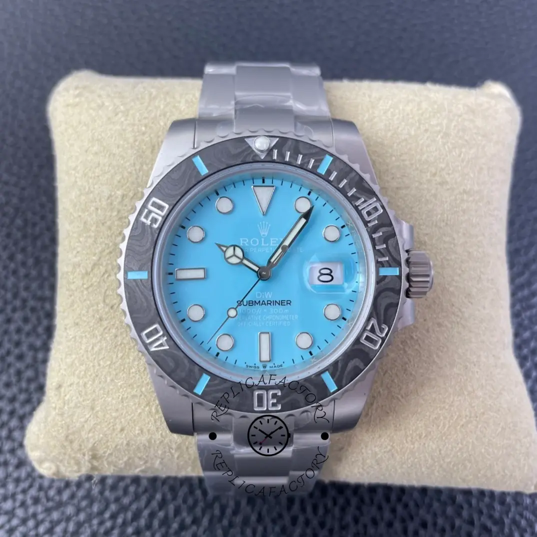 Rolex Submariner Sandblasted DIWF Edition Carbon Bezel Tiffany Ice Blue Dial - QualitySwissReplica