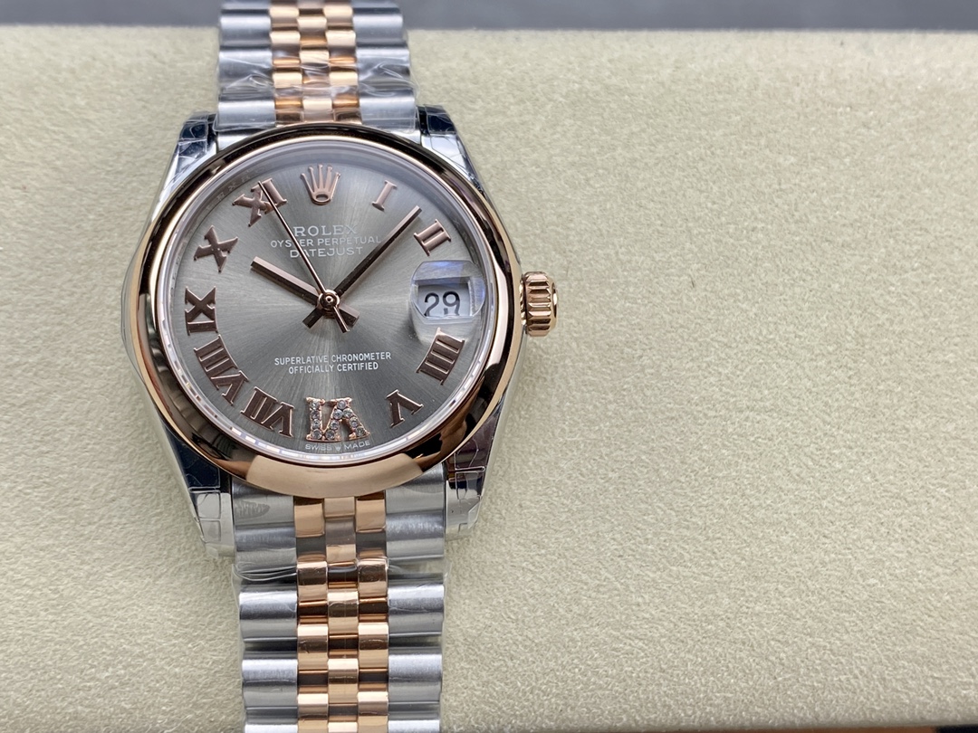 Rolex Datejust 31mm Stainless Steel and Rose Gold m278241 0030 Rhodium Roman VI Jubilee - QualitySwissReplica