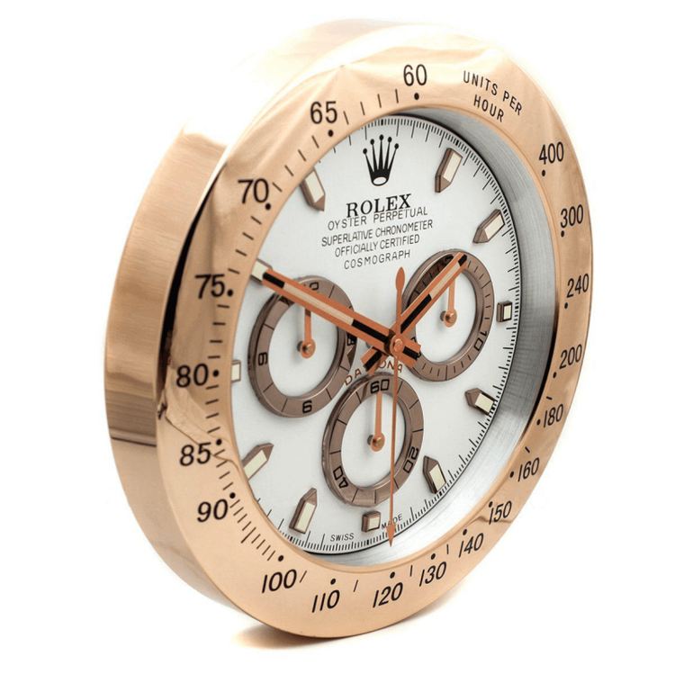 Rolex Daytona Rose Gold & White Wall Clock - QualitySwissReplica