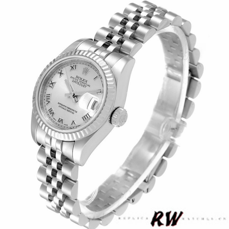 Rolex Datejust 179174 Silver Roman Dial Fluted Bezel 26MM Lady Replica Watch - QualitySwissReplica