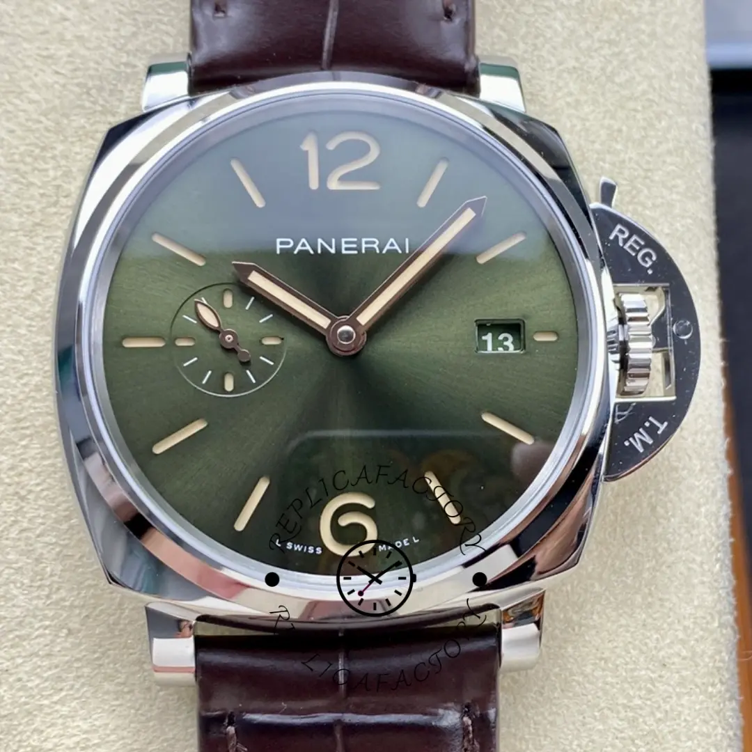 Panerai PAM01329 Luminor Due 1:1 Clone Automatic Platinum 42MM Green Dial - QualitySwissReplica