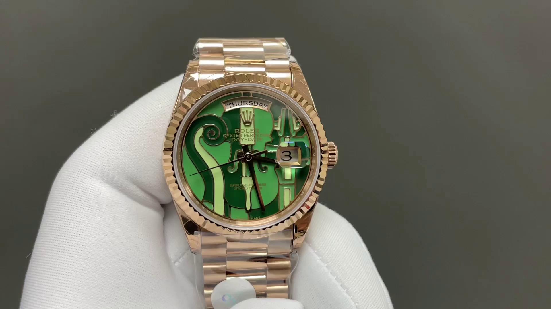 Rolex Day-Date 128238-VIO 36 Green Dial 1:1 Clone Watch - QualitySwissReplica