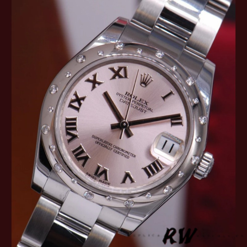 Rolex Datejust 178344 Pink Roman Dial 31MM Lady Replica Watch - QualitySwissReplica