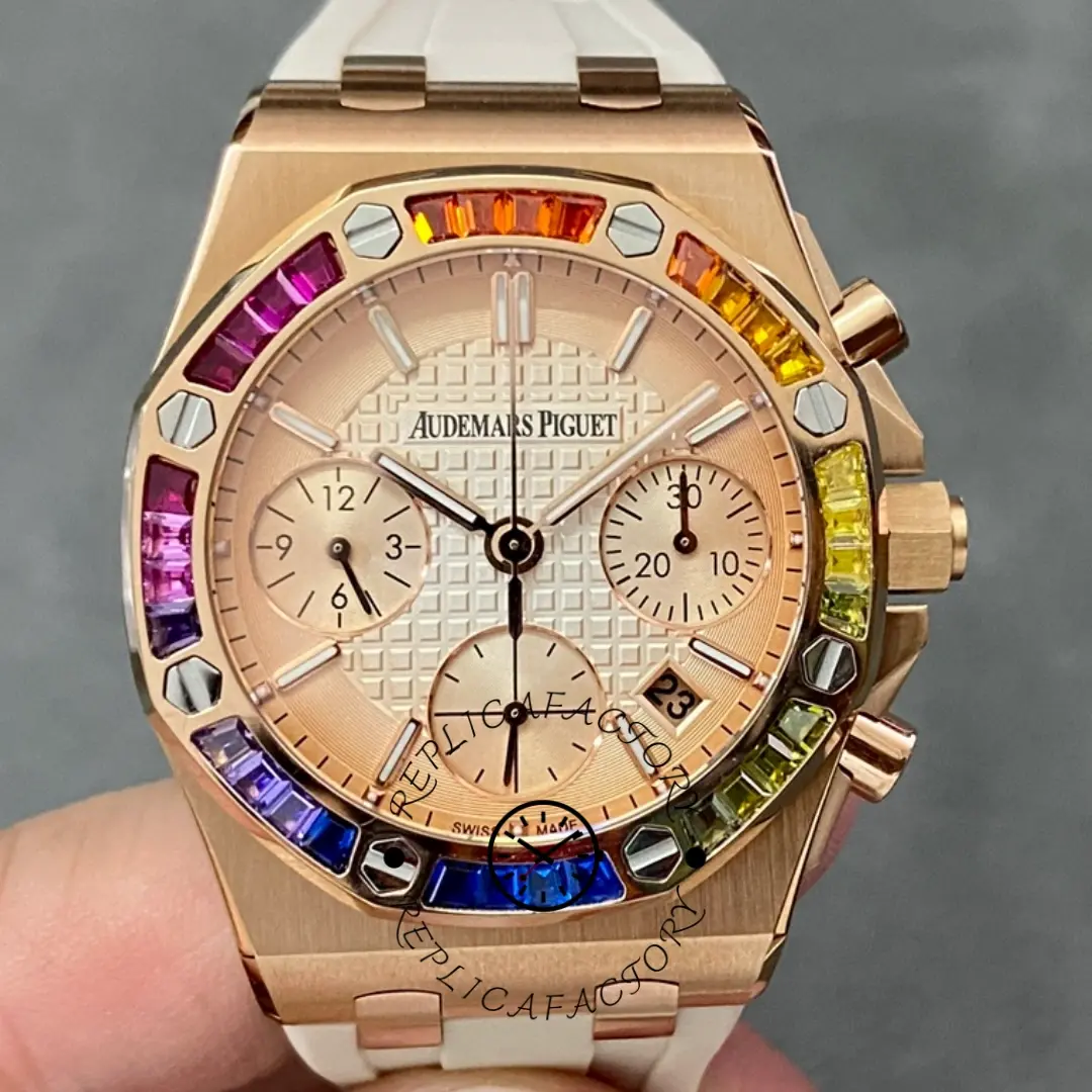 AP 26236OR.YY.D085CA.01 Royal Oak Offshore Chronograph 37 1:1 Clone Rainbow Bezel - QualitySwissReplica