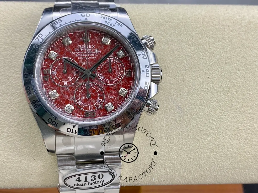 Rolex Cosmograph Daytona 40MM White Gold Rare Rubellite Dial 116509 Men's Watch - QualitySwissReplica