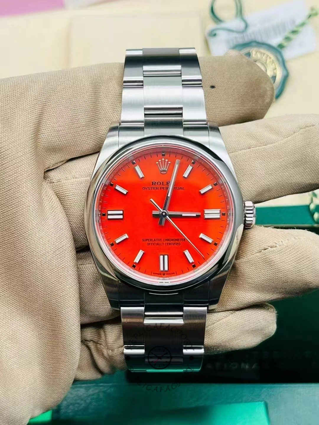 Rolex Oyster Perpetual Coral Red Dial Oyster Bracelet 126000 0007 - QualitySwissReplica