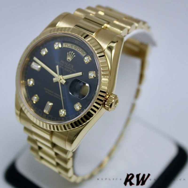 Rolex Day-Date 118238 Blue Diamond Dial Unisex Replica Watch - QualitySwissReplica